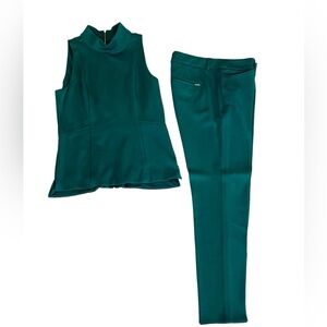 Two-Piece  Green Knit Pant Suit